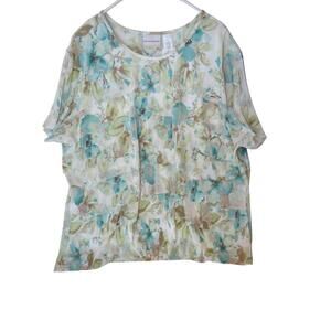 Alfred Dunner Womens Floral Short Sleeve‎ Blouse Size 3X - NWT